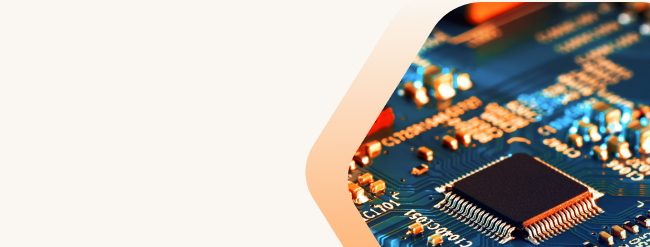 Detailed view of a microprocessor on a circuit board