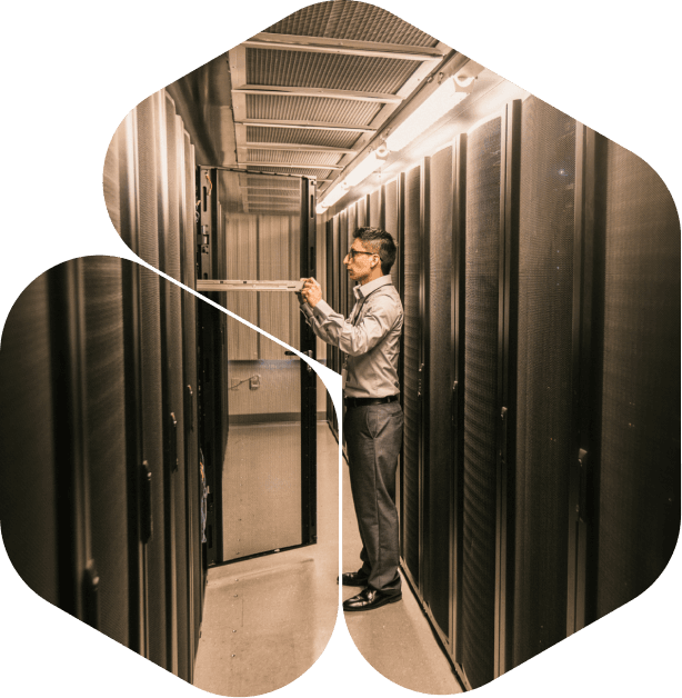 Technician Working in a Data Centre