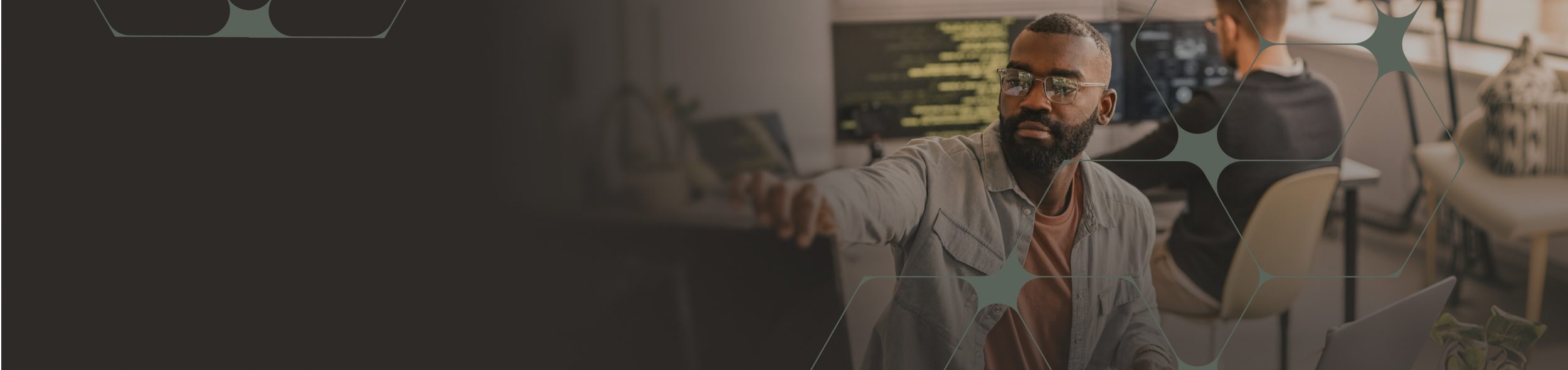 Professional discussing ideas in a modern office environment