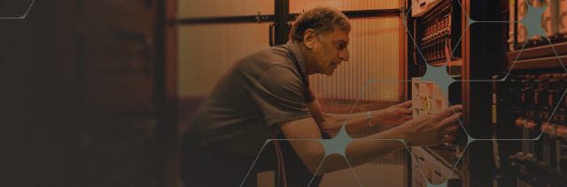 Man tending to an Everpure data storage machine