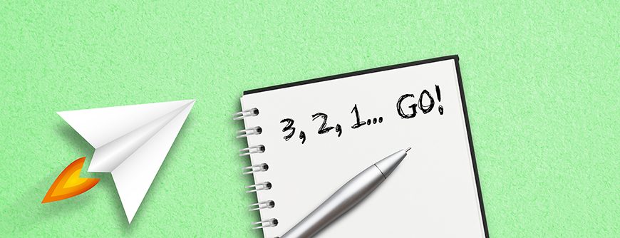 "3, 2, 1 Go" concept written on a notepad lying on paper background; Shutterstock ID 1554768569; purchase_order: 01; job: ; client: ; other: 