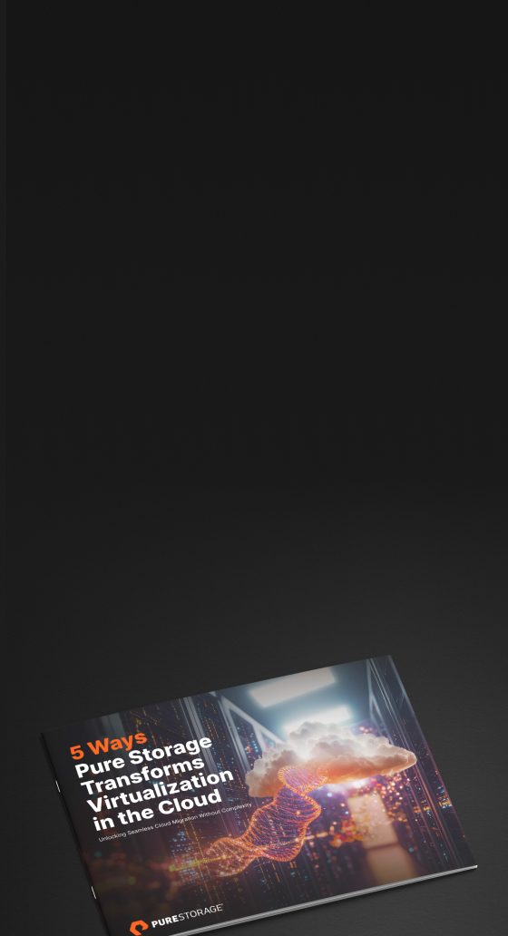 Stylistic cloud within a data centre promoting how Pure Storage transforms virtualisation in the cloud