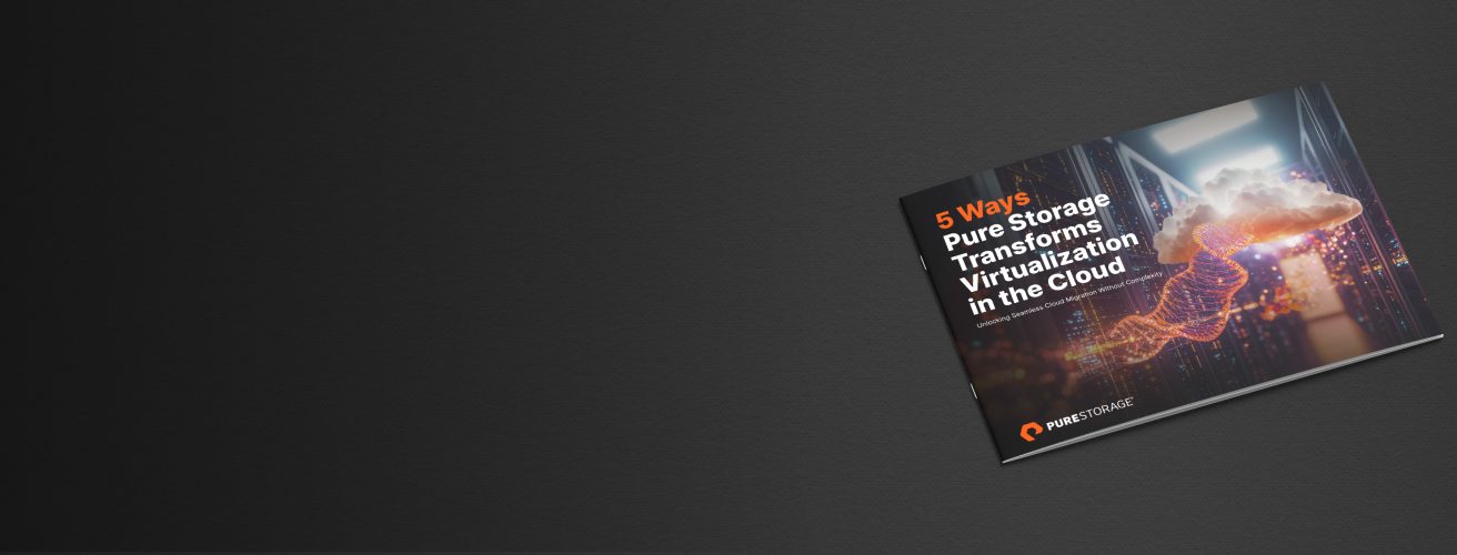 Stylistic cloud within a data centre promoting how Pure Storage transforms virtualisation in the cloud
