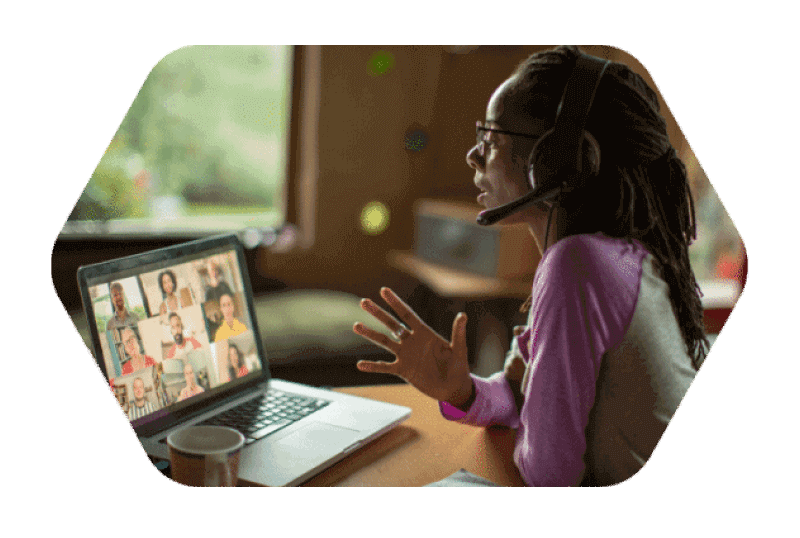 Person engaging in a video conferencing call
