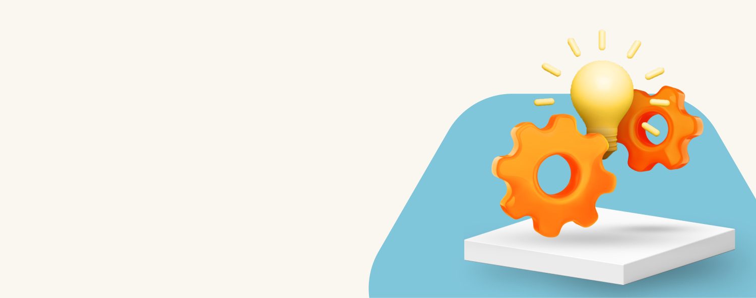 Concept of creativity and problem-solving with a lightbulb and gears