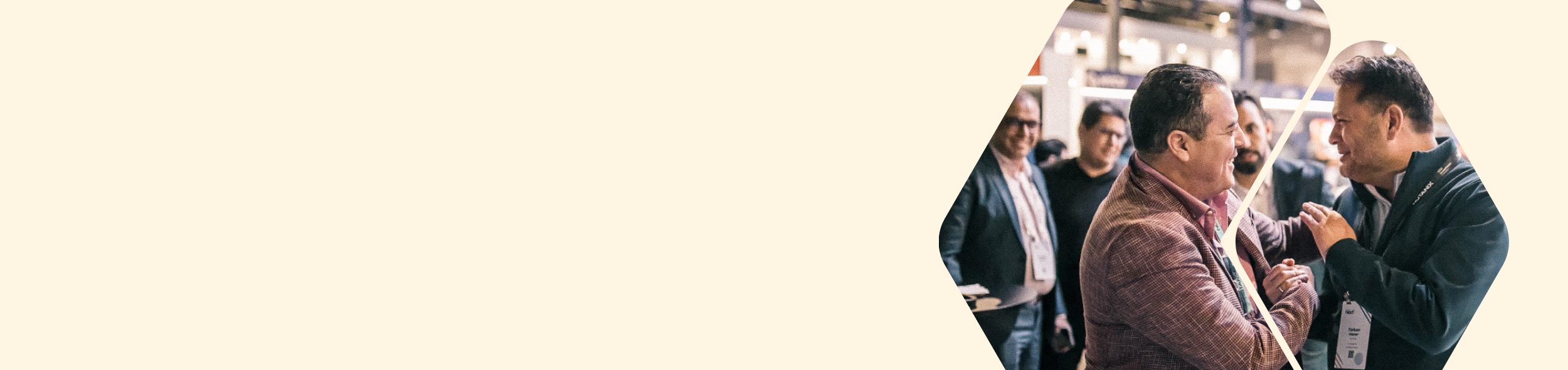 Vibrant expo floor scene with diverse people engaged in conversation